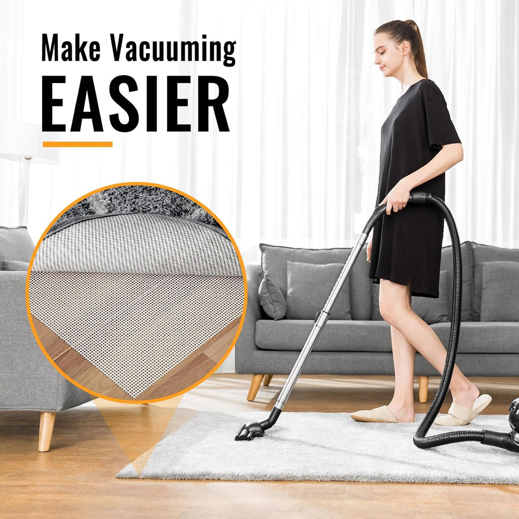 Silicone Non-Slip Rug Pad, Anti Skid Thin Area Rug Pad Gripper, Under Carpet Rug Mats for Hardwood Surface Floors