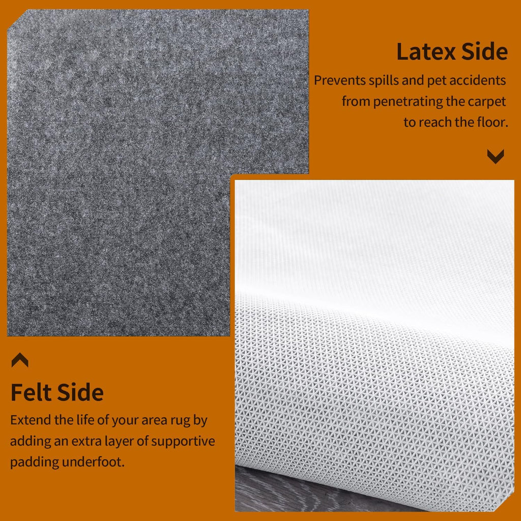5x7 FT Non Slip Rug Pad Waterproof Cushioned Felt Rug Pad for Hardwood Floors 1/8" Thick Soft Carpet Pad with Natural