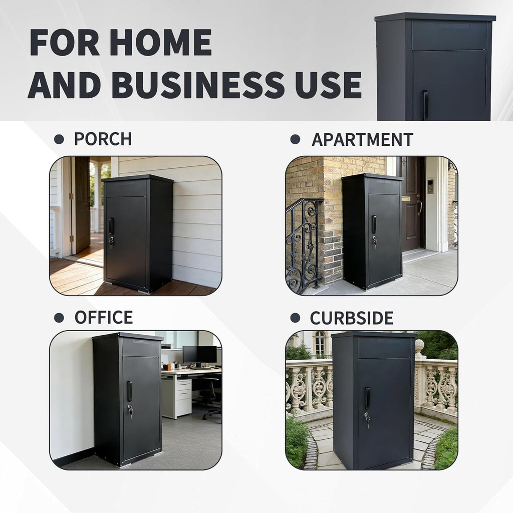 Package Delivery Boxes 34" Steel Mailbox for Parcel with Lock, Waterproof Amazon Drop Box with Anti Theft Mechanism