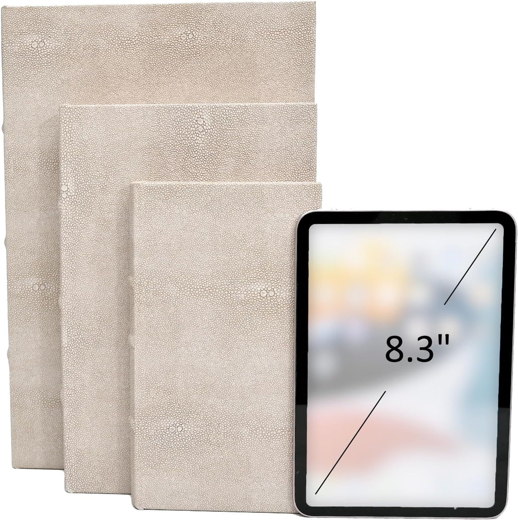 Modern Faux Shagreen Leather Decorative Book Boxes Set of 3 - Wooden Book Shaped Hidden Storage Boxes Decor, Coffee