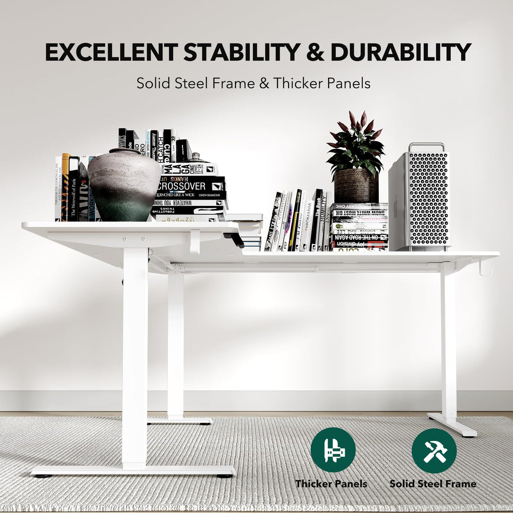 L Shaped Standing Desk - 63 x 55 Inch Electric Adjustable Height Corner Standing Desk, Ergonomic Sit Stand Up Table