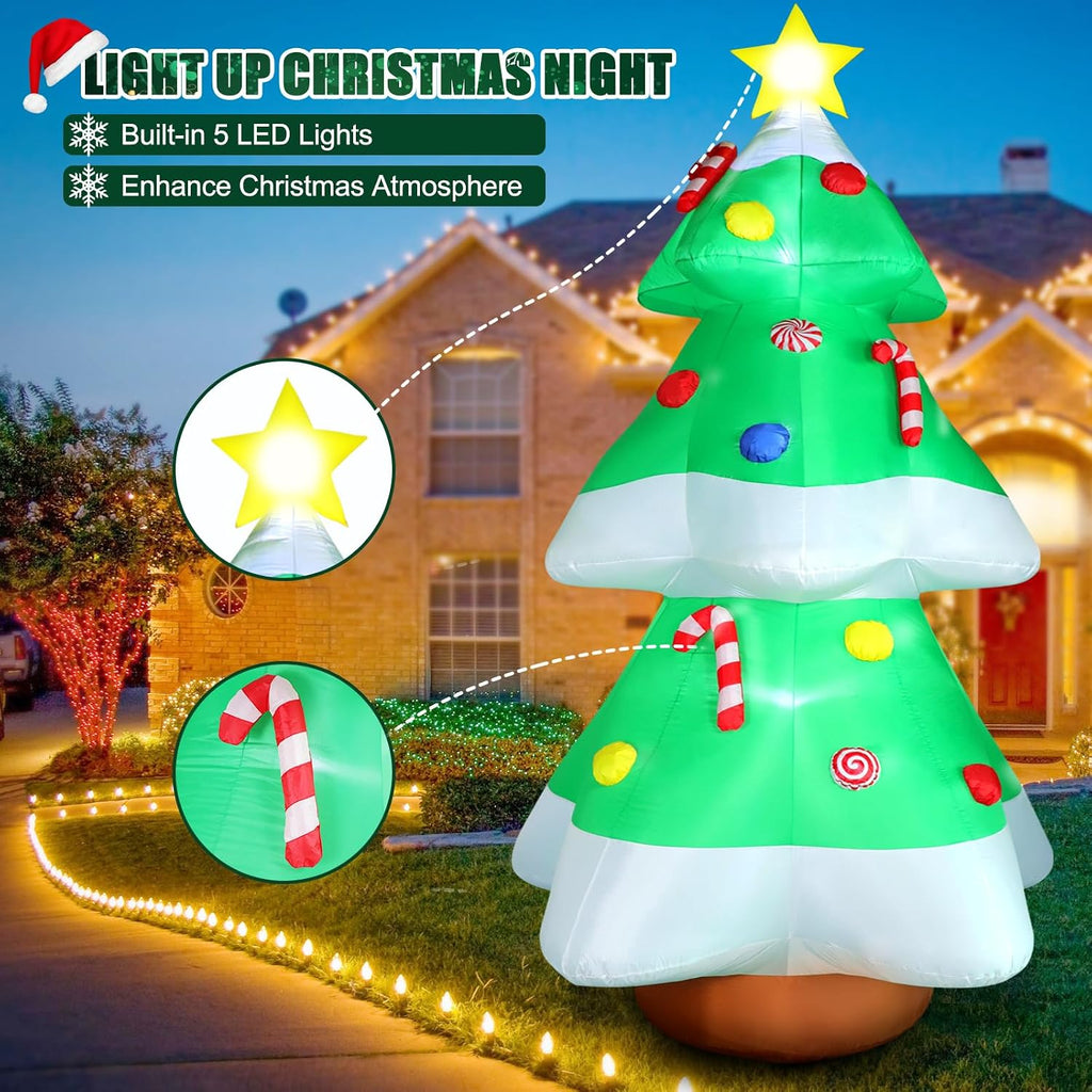 10 FT Tall Christmas Tree Inflatables Outdoor Decorations, Large Inflatable Christmastree with Bright LED Lights &