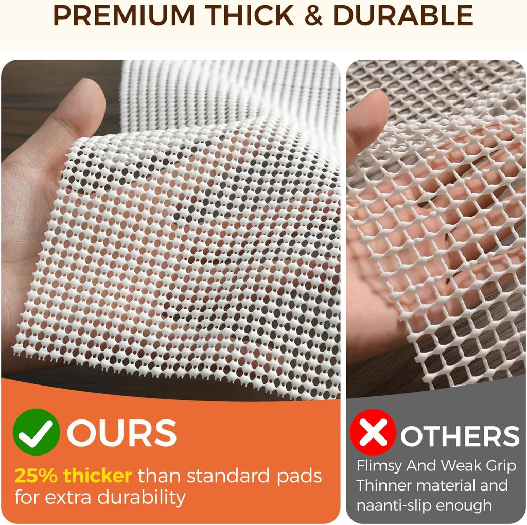 8 x 10 FT Rug Pad Gripper for Hardwood Floors, Non Slip Rug Pads for Area Rugs, Extra Thick Under Rug Padding - Set of 80