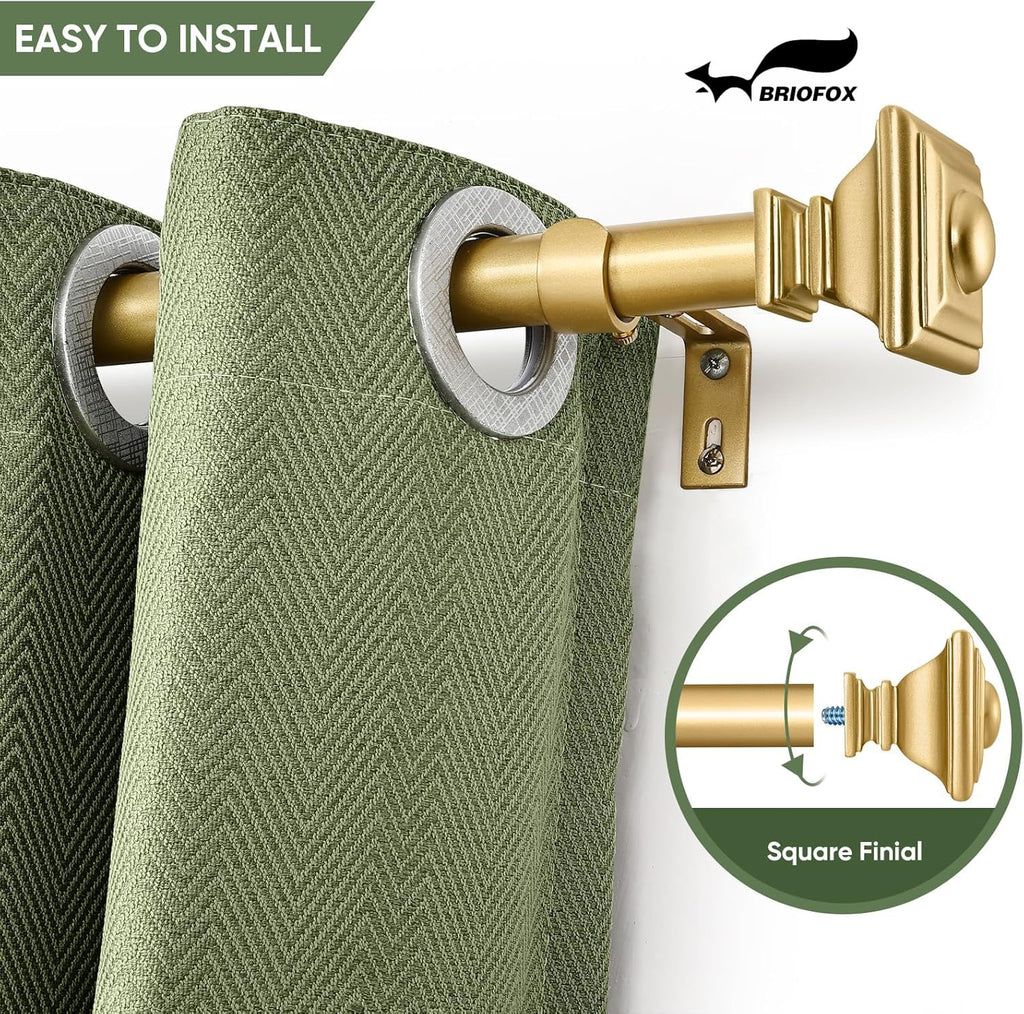 Gold Curtain Rods for Windows 72 to 144 Inch Heavy Duty Adjustable Length 1 Inch Diameter Window Curtain Rods for
