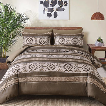 Brown Comforter Set, 7 Pieces Boho Western Bedding Set