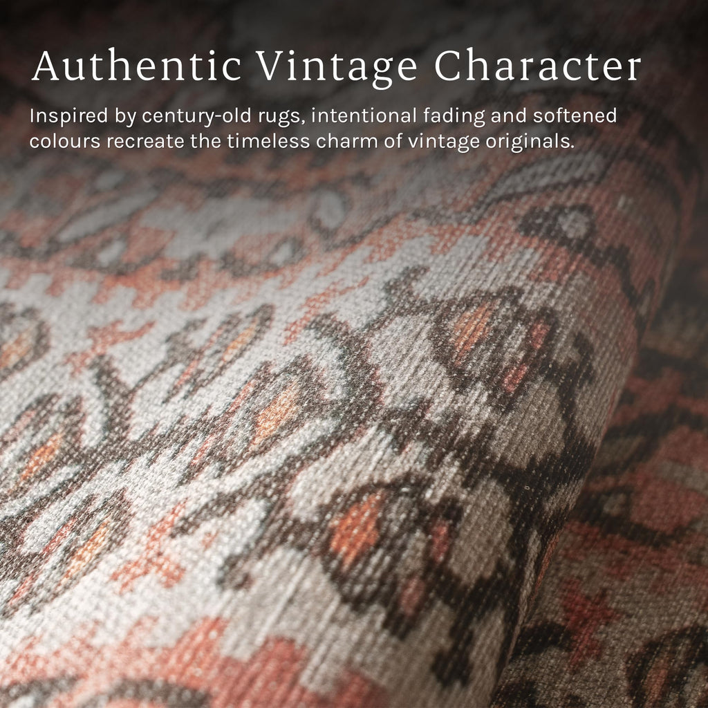 Knot In Line Brown & Orange Area Rug - Persian-inspired design