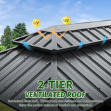 6’x10’ Hardtop Grill Gazebo, BBQ Gazebo for Outdoor Grill with Double Galvanized Steel Roof
