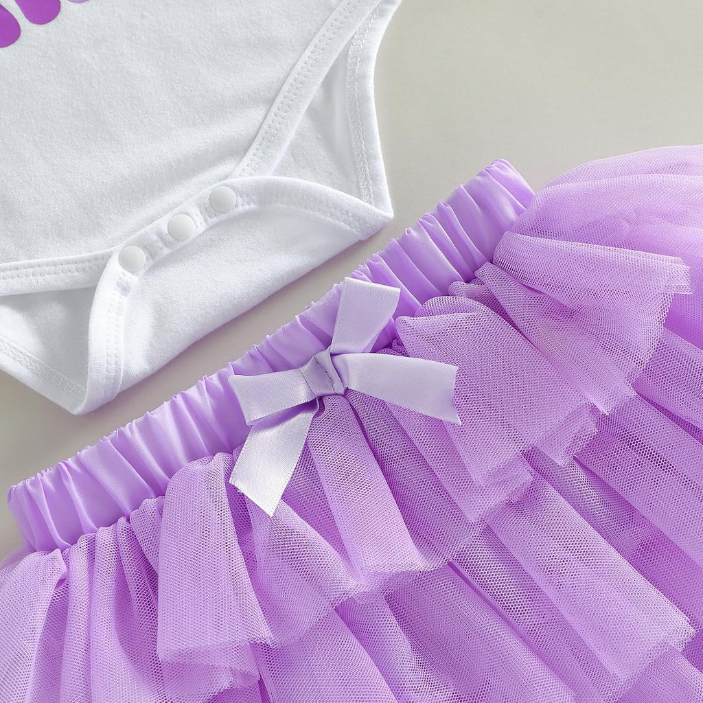 First Birthday Outfit Girl One Year Old Era Romper Tutu Skirt Set