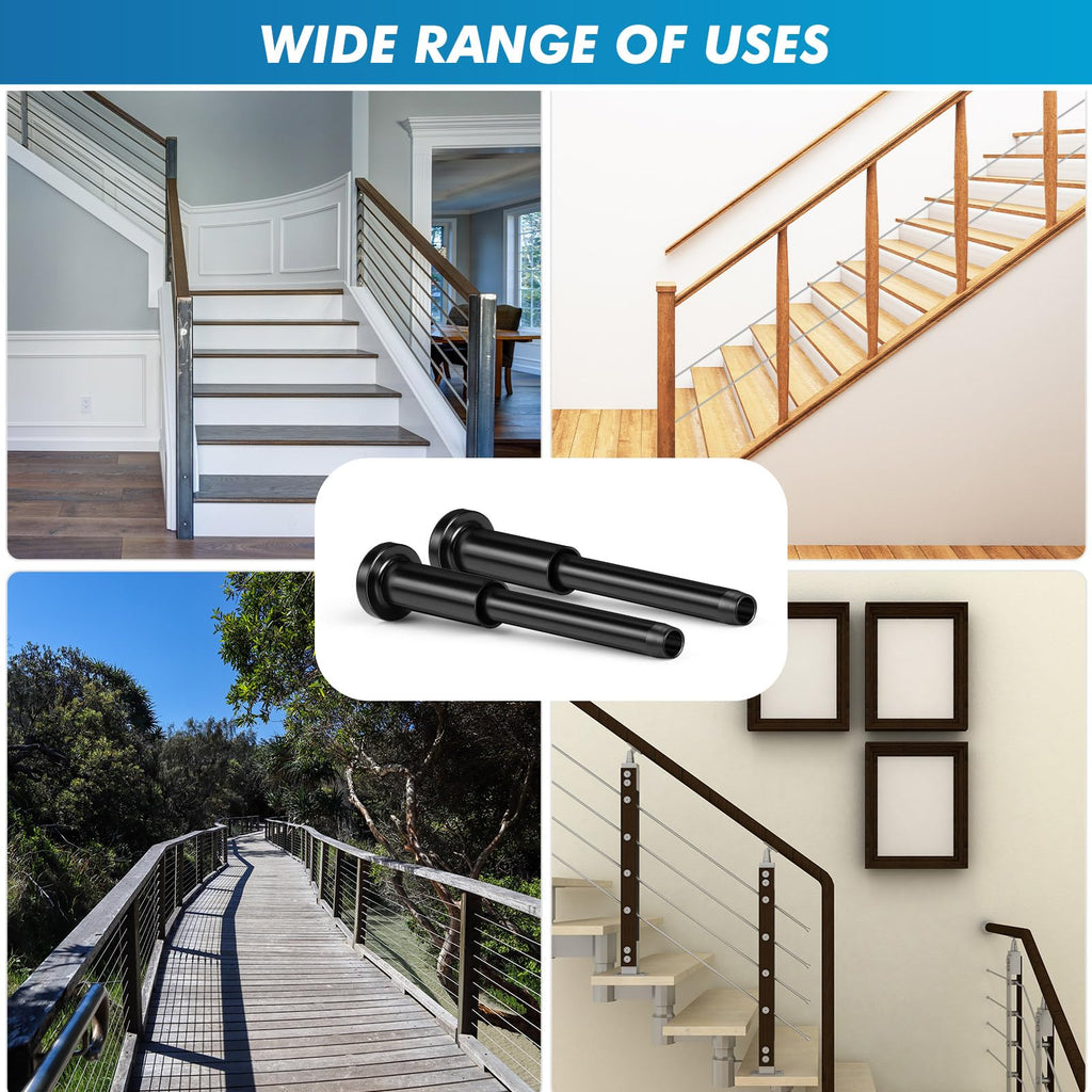 200 Pack 1/8" Stainless Steel Cable Railing Hardware Kit T316, Black