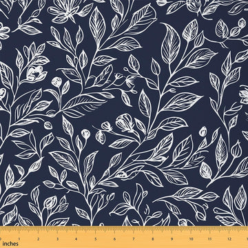 Flowers Upholstery Fabric By The Yard, Vintage Flowers Pattern Reupholstery Fabric for Chairs, Nature Theme Leaf