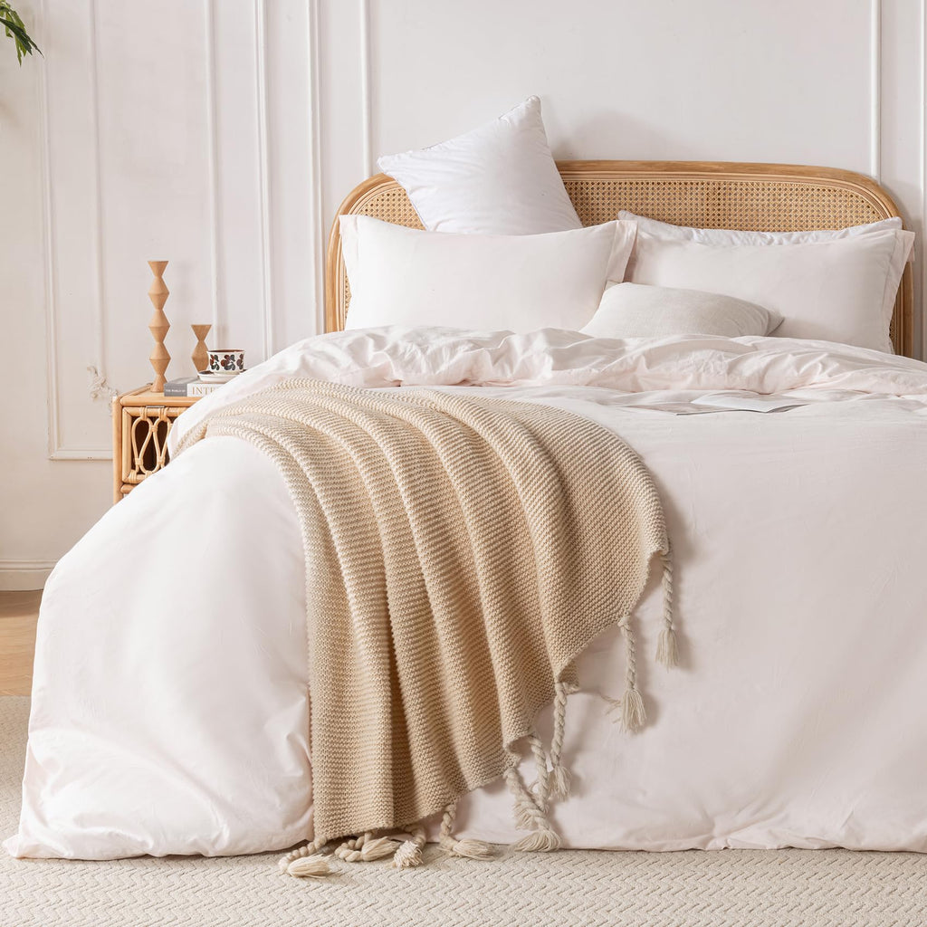 Bridal Blush 100% Washed Cotton Duvet Cover Set
