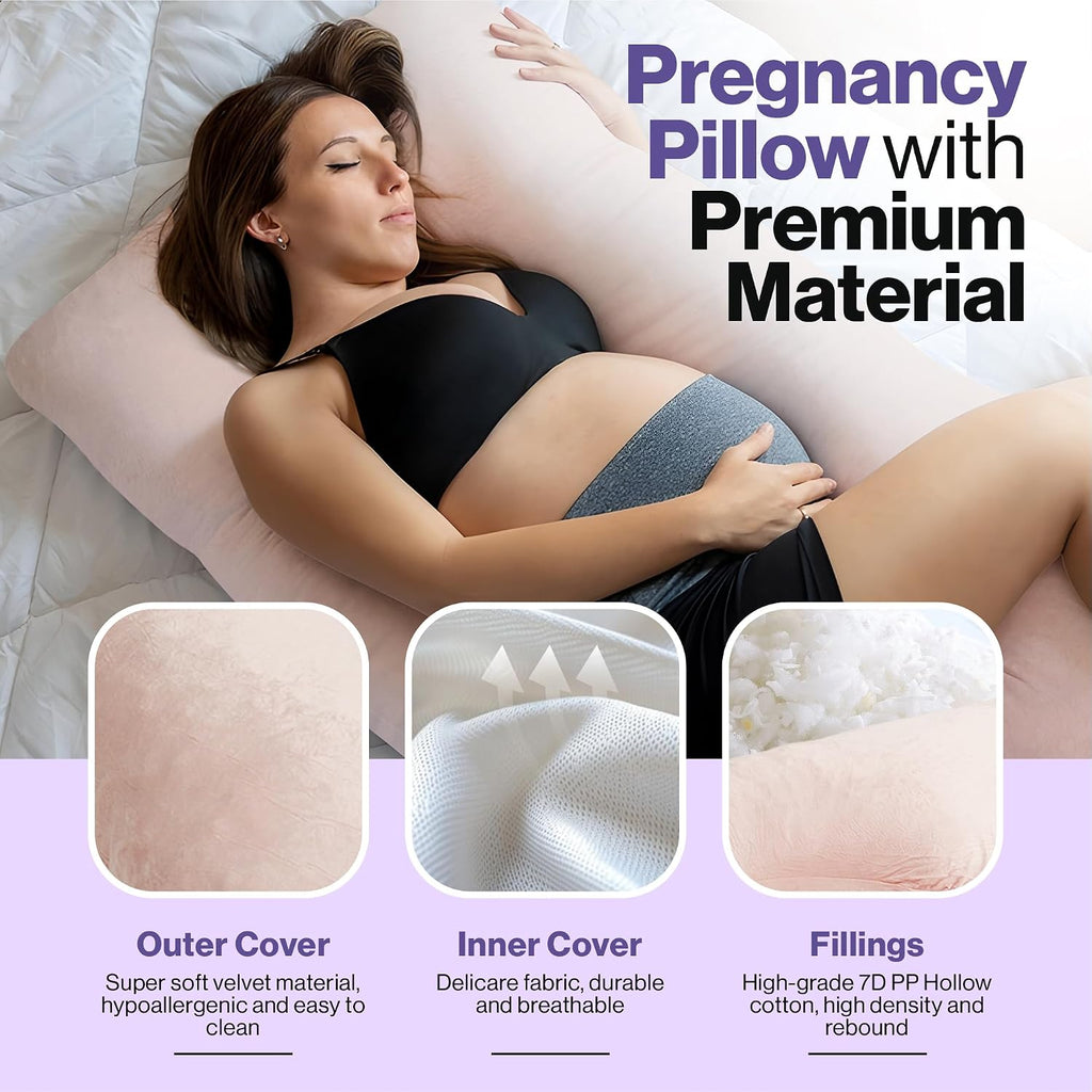 Memory Foam Pregnancy Pillow for Sleeping - U-Shaped Full Body Pregnancy Pillow - Body Pillow for Adults, Maternity