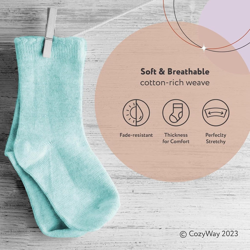 Baby & Toddler Socks Crew Comfy Cotton Socks For Girls and Boys Babies Soft & Breathable Infant - 12 Pack