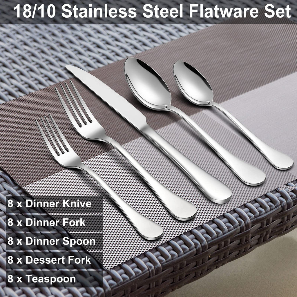 Silverware 18/10 Stainless Steel, Flatware Cutlery Set Service for 8