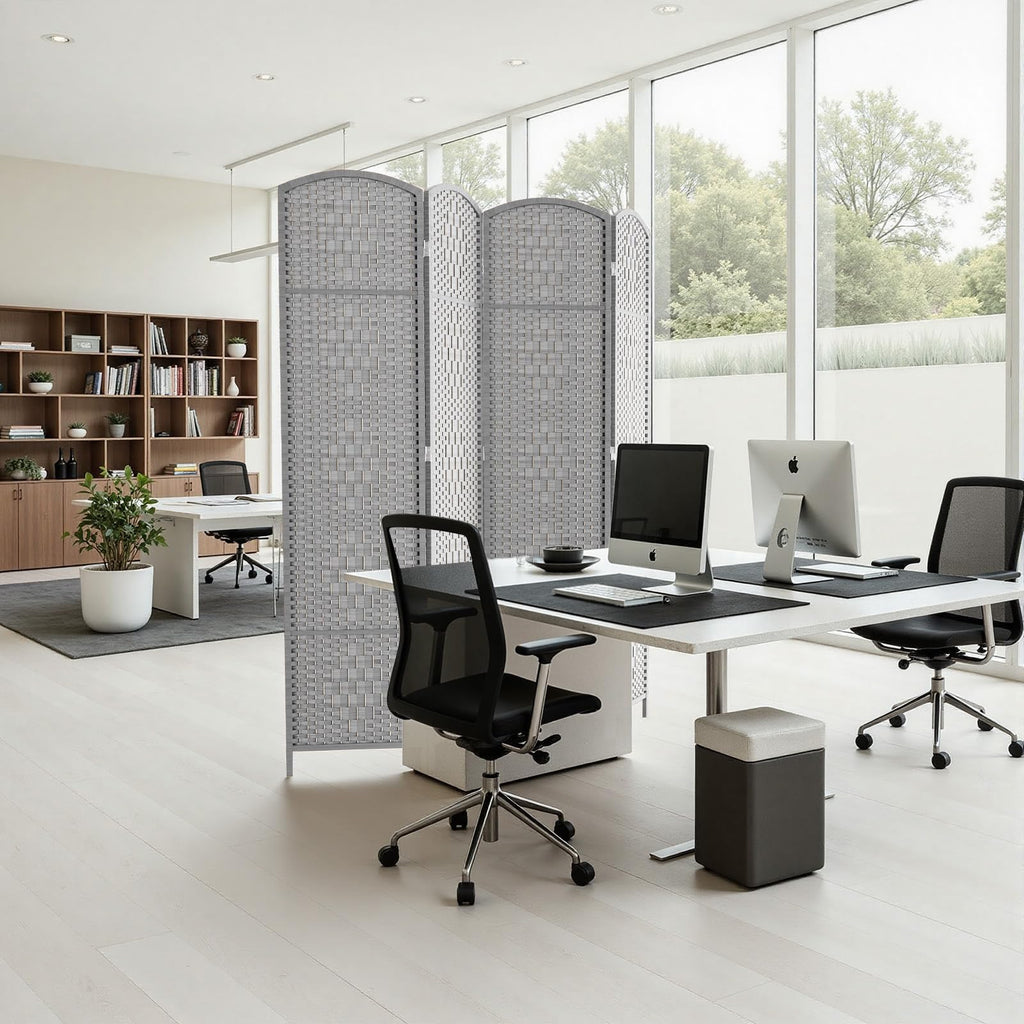 Room Divider Panel, 4 Panel Partition Room Dividers Screen, Grey