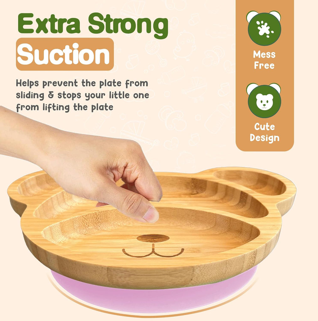 Plates for Kids - Baby & Toddler Plates with Suction for Feeding & Weaning, Eco-Friendly Design Promotes