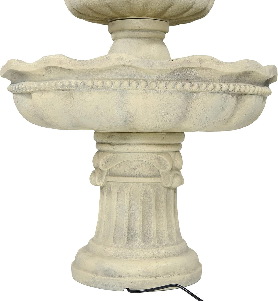 51-Inch 3-Tier Water Fountain - Electric Outdoor Fountain with Pineapple Top - Outdoor Patio & Garden Water Feature