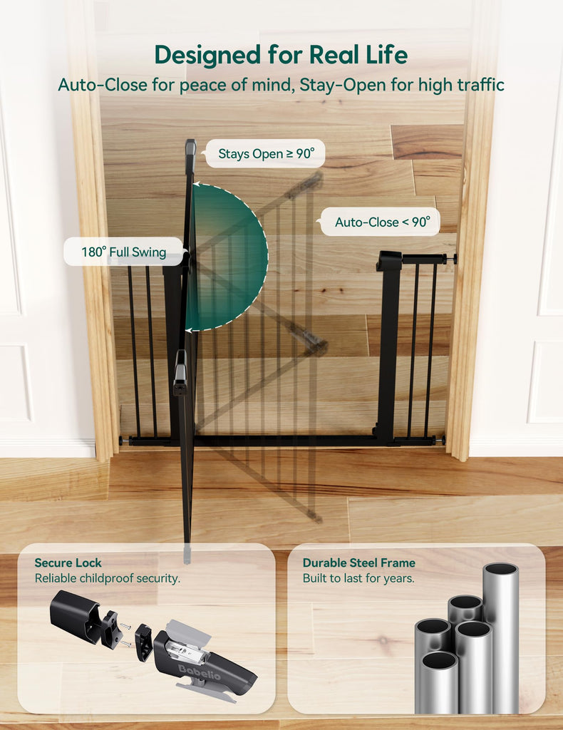 29-55" Extra Wide Baby Gate, 36" Tall,, Black