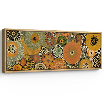 Large Framed Canvas Print Wall Art Retro Floral Pattern Colorful Mid-Century Modern Floral Vibrant Botanical