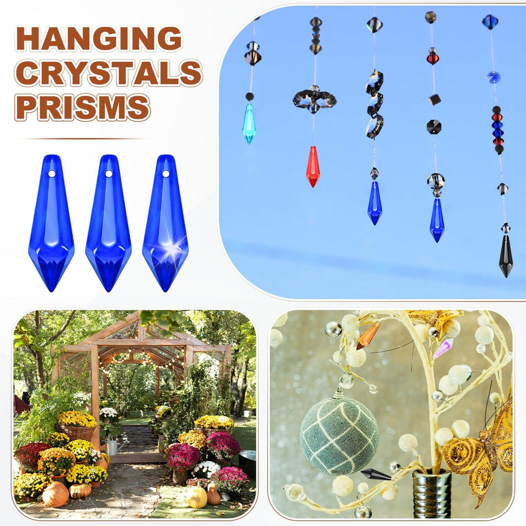 50-Pack Crystal Icicle Prisms, 34mm/1.34 Inch Chandelier Pendant Maker Hanging Crystals Chandelier Prisms