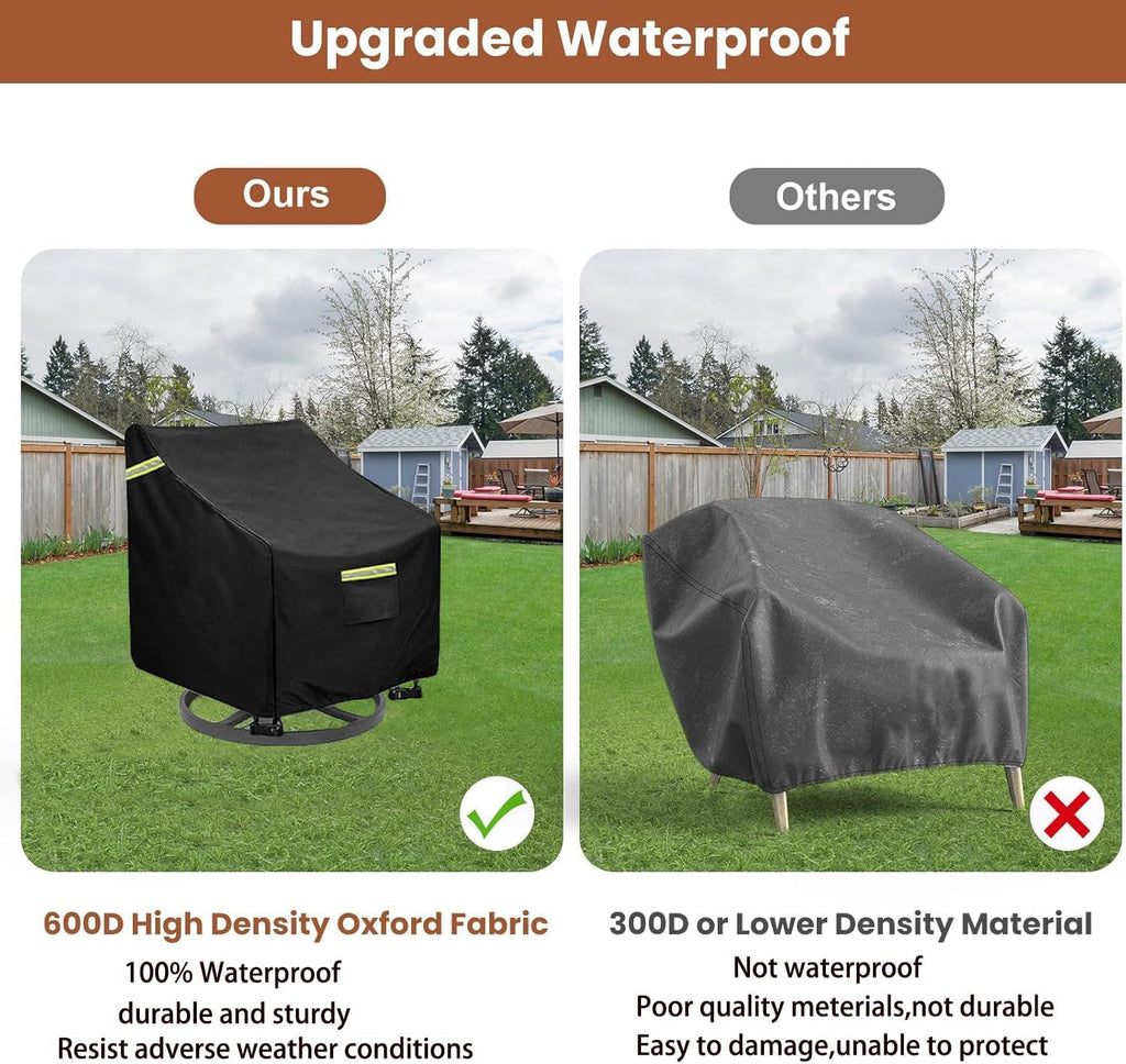 Outdoor Swivel Chair Cover 2 Pack, (29W x 31D x 38.5H inches )100% Waterproof Heavy Duty Outdoor Rocking Chair Covers