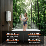 Tankless Propane Water Heater 12L, Portable Instant Gas Hot Water Heater 3.16GPM 81