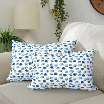 Pack of 2 Waterproof Outdoor Lumbar Pillow with Inserts, 12x20 in Rectangle Decorative Patio Throw Pillow