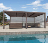 Outdoor 12' × 20' Louvered Pergola with Screens and Patio Adjustable Aluminum Canopy Retractable Metal Roof for Deck