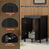 UEV Black 24" Bathroom Vanity Without Sink,Modern Freestanding Sink Cabinet,Stylish Bathroom Vanity Cabinet,Grooved