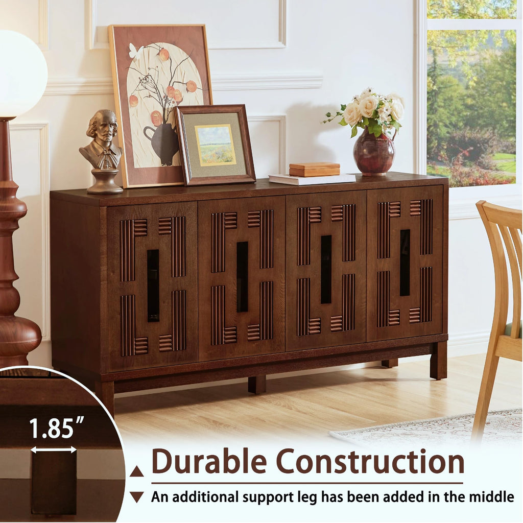 60.7" Sideboard Buffet Cabinet, Mid-Century Modern Credenza Storage