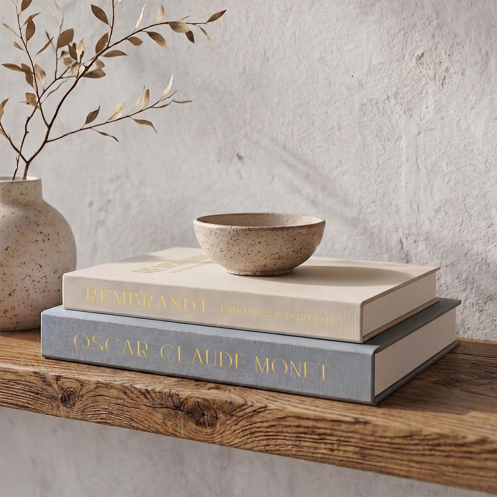 Beautiful Decorative Books - Set of 2 Linen Boxes Enhance Your Coffee Table, Bookshelf or Mantel Decor - Stylish
