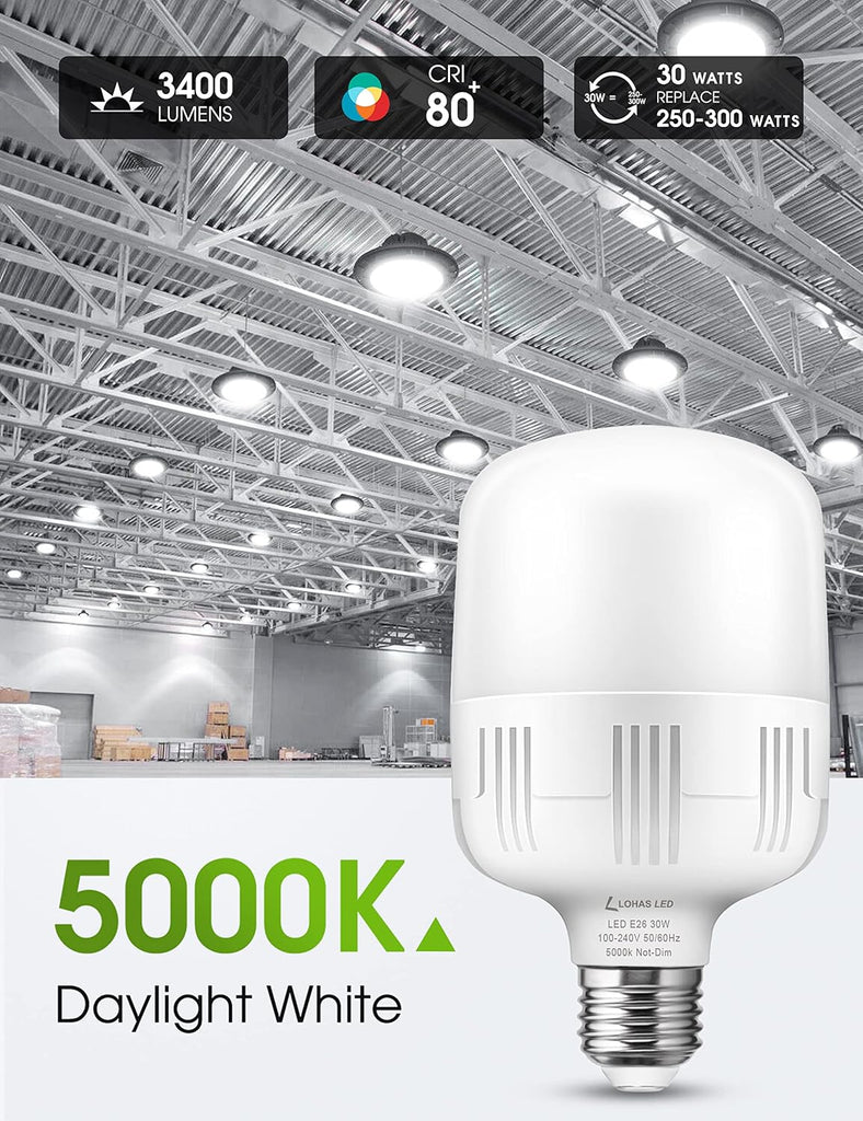 Super Bright Light Bulbs, High Lumen Garage E26 LED Bulb