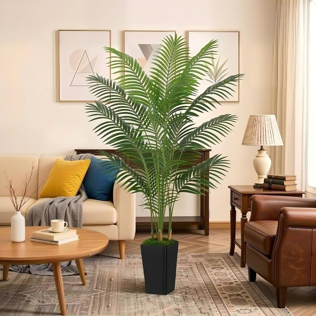 Artificial Palm Tree, 6FT Tall Fake Plant, Faux Tropical Areca Tree