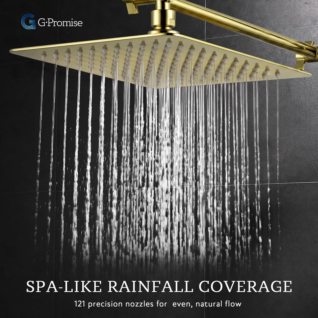 All Metal 10" Dual Square Shower Head Combo | Rain Shower Head | Handheld Shower Wand | Adjustable | 3-Way Diverter