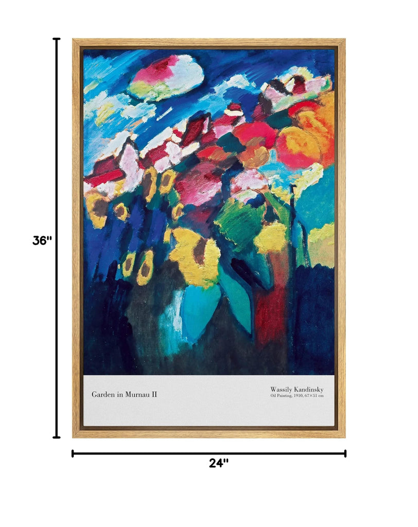 Framed Canvas Print Wall Art Garden in Murnau by Wassily Kandinsky Classic Vintage Illustrations Fine Art Decorative