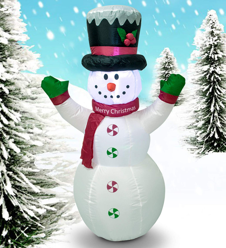 4FT Christmas Snowman Inflatable LED Lights Indoor Outdoor Yard Lawn Decoration Cute Fun Holiday Blow Up Party Display