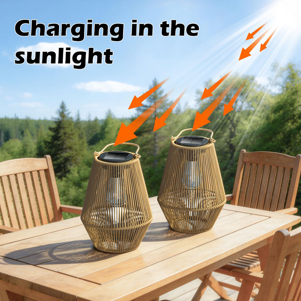 Solar Lanterns Outdoor Waterproof, 2 Pack Hanging Solar Lights for Outside, Auto On/Off Solar Powered Lanterns Yard