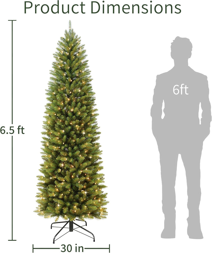 6.5ft Pre-Lit Fraser Fir Pencil Christmas Tree