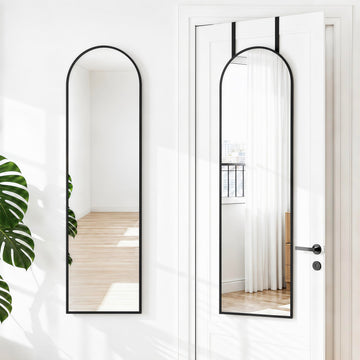 47x14 Over The Door Full Length Mirror or Wall Mounted Black