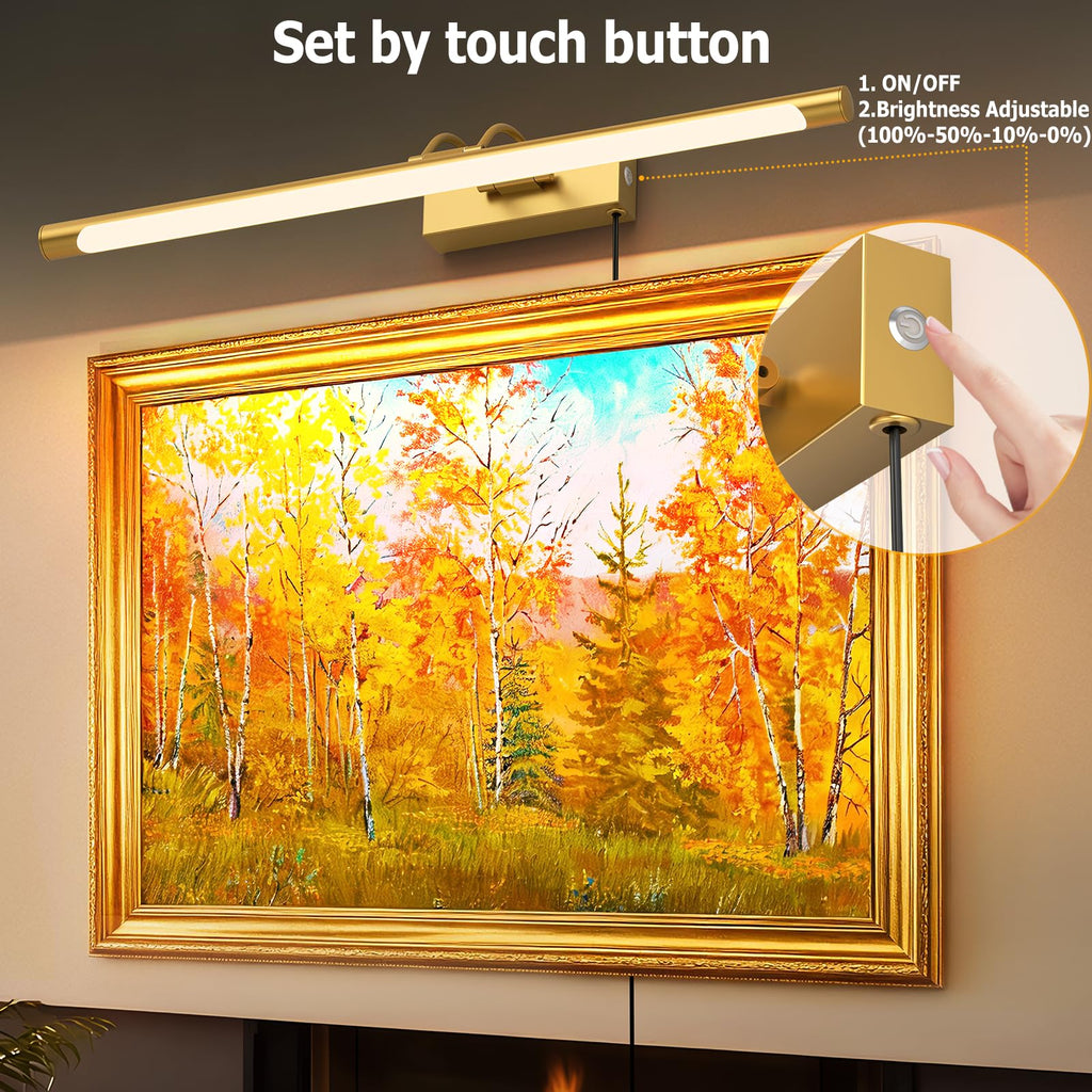 Plug in Picture Light for Wall Mural Art Light with On/Off Switch, 3000K Warm White Brightness Adjustable Gallery