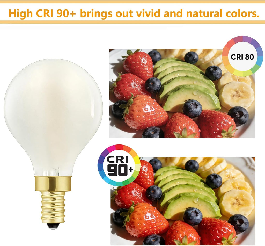 E12 Globe Candelabra Bulb Dimmable LED Bulb 40W Frosted Light Bulb,2700K