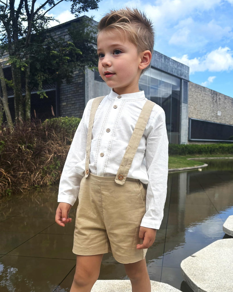 Vintage Toddler Boy Clothes 2Pcs Suspender Pants with Pockets Fall Outfits
