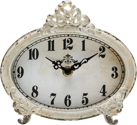 NIKKY HOME Vintage Table Clock, Battery Operated Rustic Design, Chic Home Décor for Fireplace Mantel, Shelf, Desktop