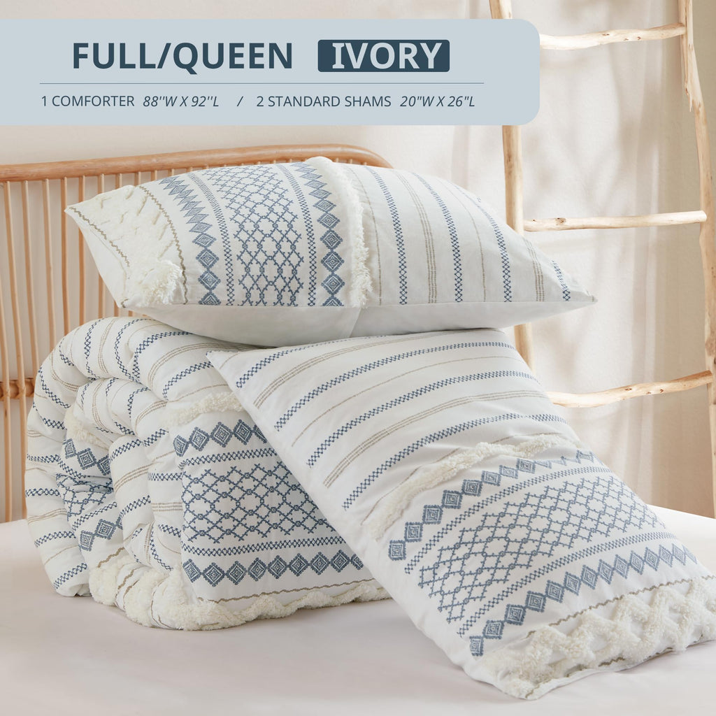 Comforter Set, Boho Comforters, Breathable Cotton Bed Set, All Season Modern Chenille Tufted Comforter with
