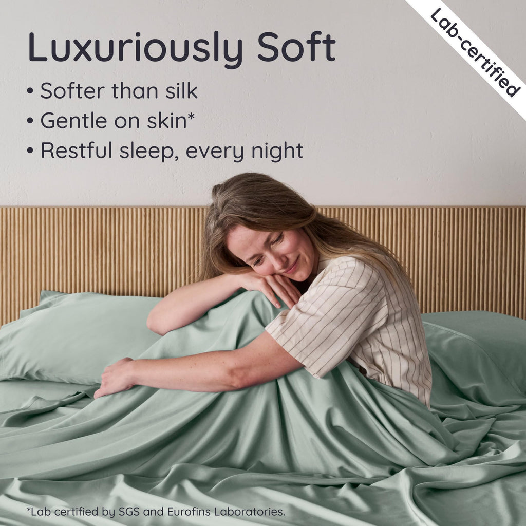 King Sheets Set 4pcs - 100% Viscose Derived from Bamboo Sheets King Size Deep Pocket, Fits Up to 16'', Luxury