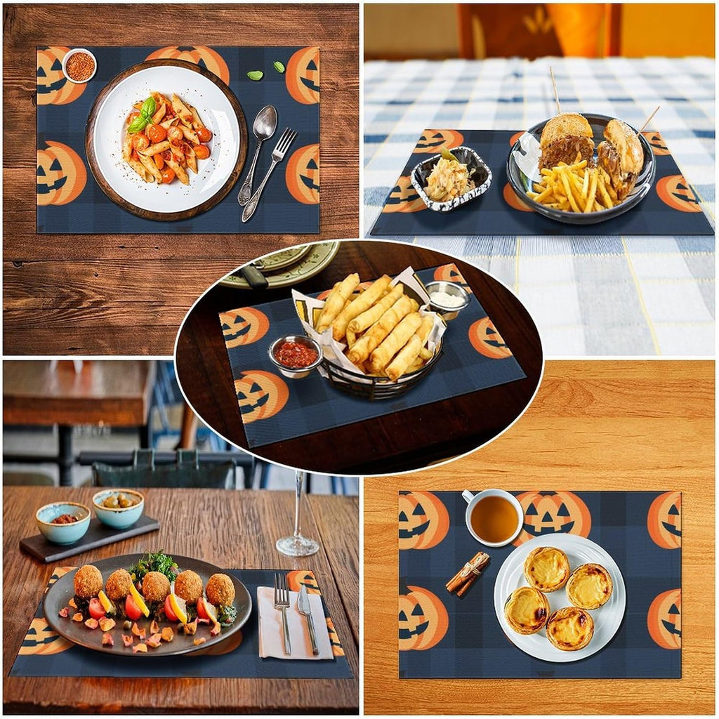 Round Pumpkin Graphic PVC Placemat Washable Dining Table Mat