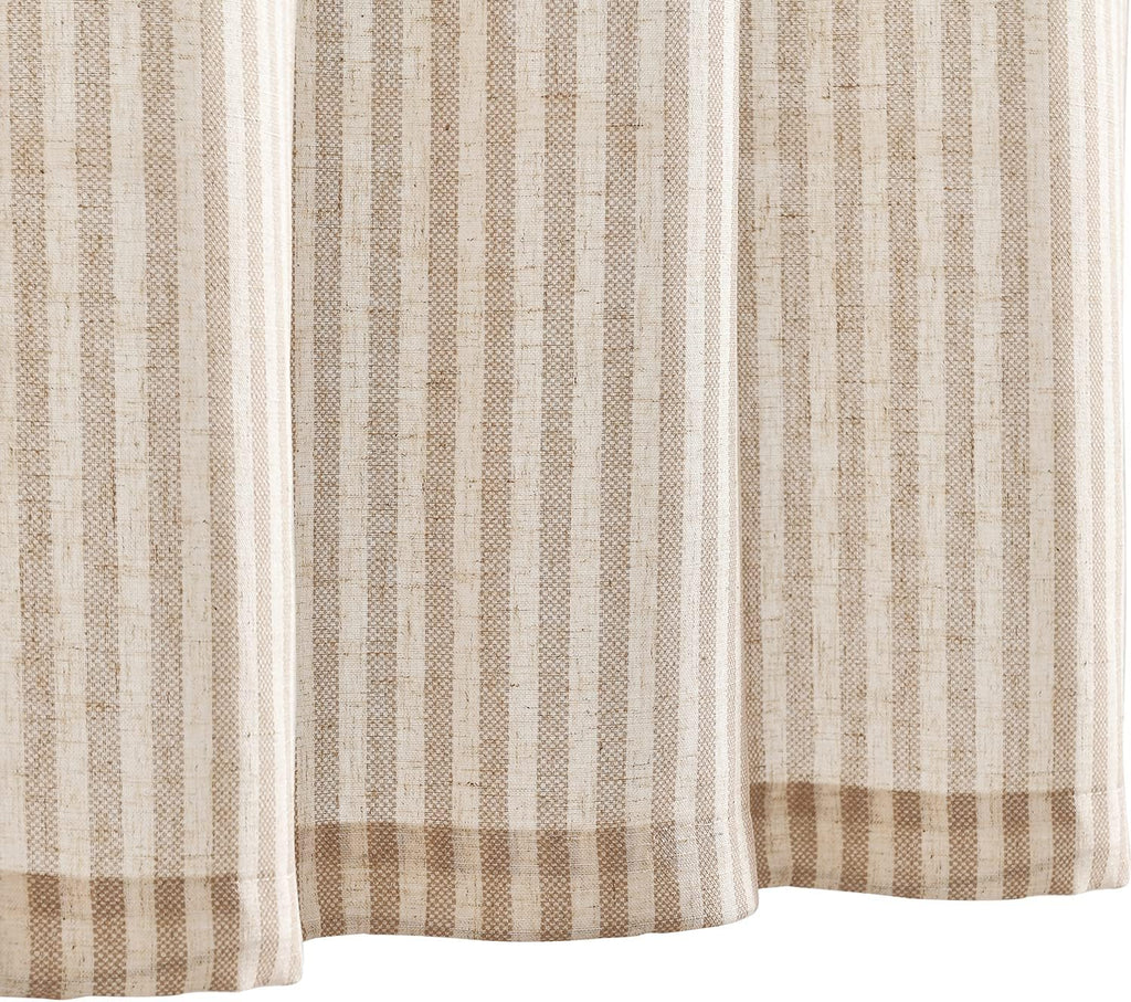 Stripe Farmhouse Kitchen Curtains 24 Inch Length Linen Cafe Curtains Tickingstripe Tier Drapes Pinstripe Semi-Sheer