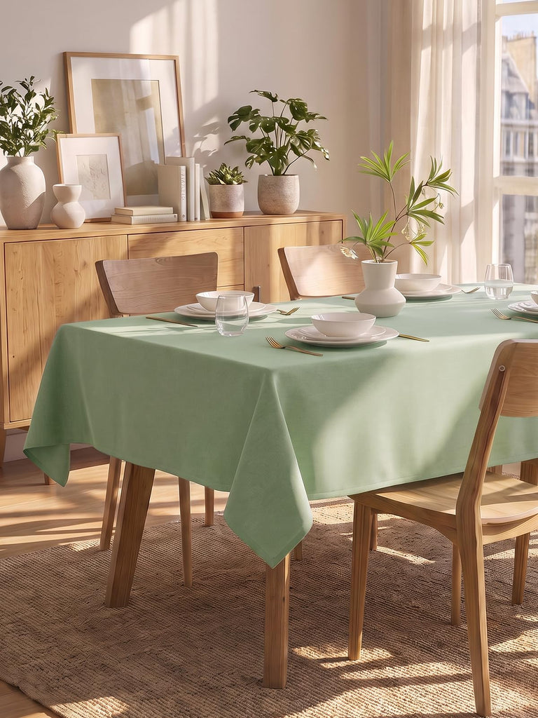 Textured Linen Rectangle Table Cloth, Sage Green, 60 x 120 Inch
