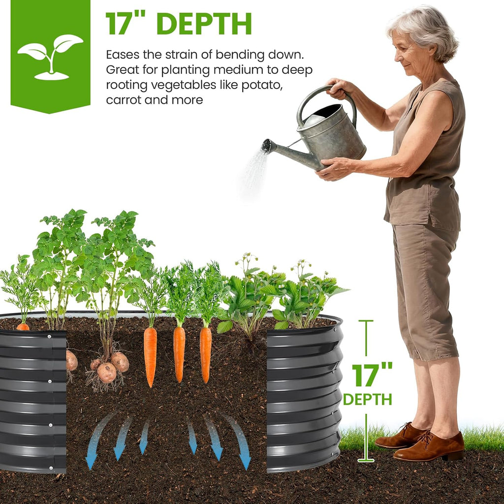 Galvanized Raised Garden Bed,4x2x1.4ft Planter Box for Deep Root Plant 3Pcs | Grey Raised Bed Kit for Gardening with