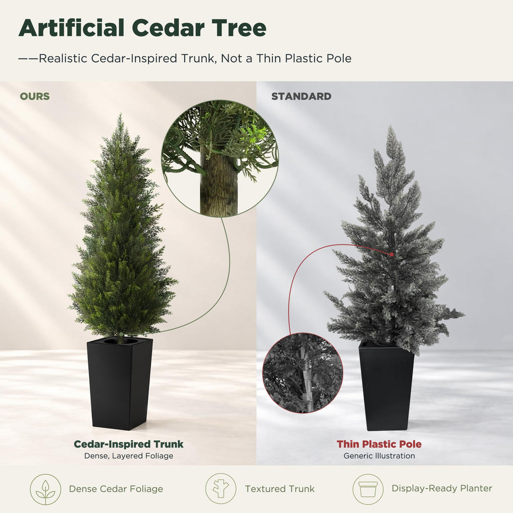 Cedar Trees for Outdoors, 6ft 1-Pack Black Square Planter